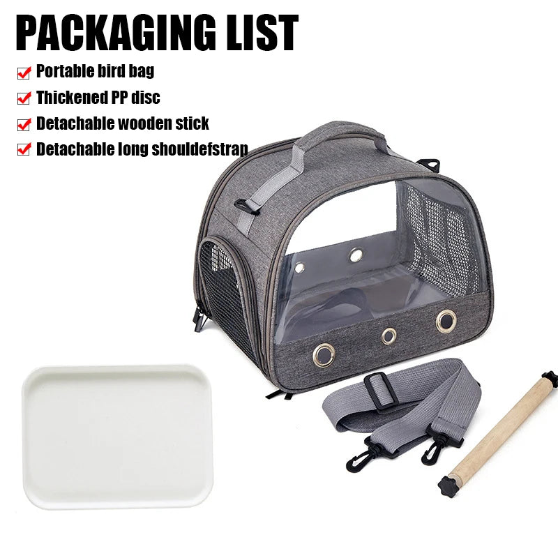 Gabbia per uccelli da viaggio portatile per trasporto di uccelli con vassoio Borsa per uccelli multifunzionale per pappagalli per piccoli animali domestici Trasportino per gatti da esterno