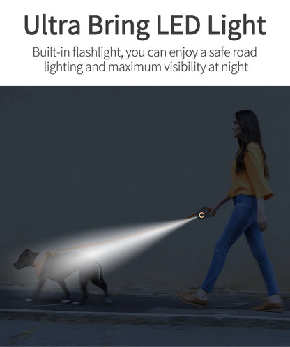 ROJECO 5M Guinzaglio automatico per cani Retrattile LED Luminoso Leading Cinghie luminose di moda per cuccioli di cane Pet Flexi Walking Running Piombo