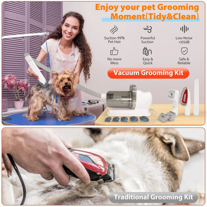 Toelettatrice multifunzionale per animali domestici e aspirazione sottovuoto all-in-one Set per toelettatura animali domestici con spinta da barba e spazzola per pettinare Per cani e gatti