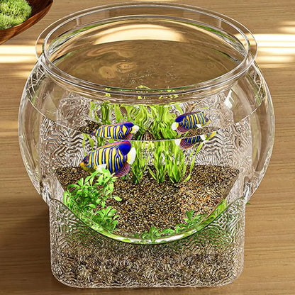 Ultra-transparente runde Fischschale, abnehmbares Desktop-Fischtank aus Kunststoff, 360-Grad-Sicht, kleiner Desktop-Aquarium, Tischdekoration