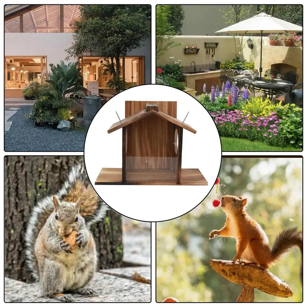 Eichhörnchen-Futterbox, Futterhaus für den Winter im Freien, Eichhörnchenfutterspender, große Futterbox, wasserdichte Tischfutterstation für Eichhörnchen und Vögel