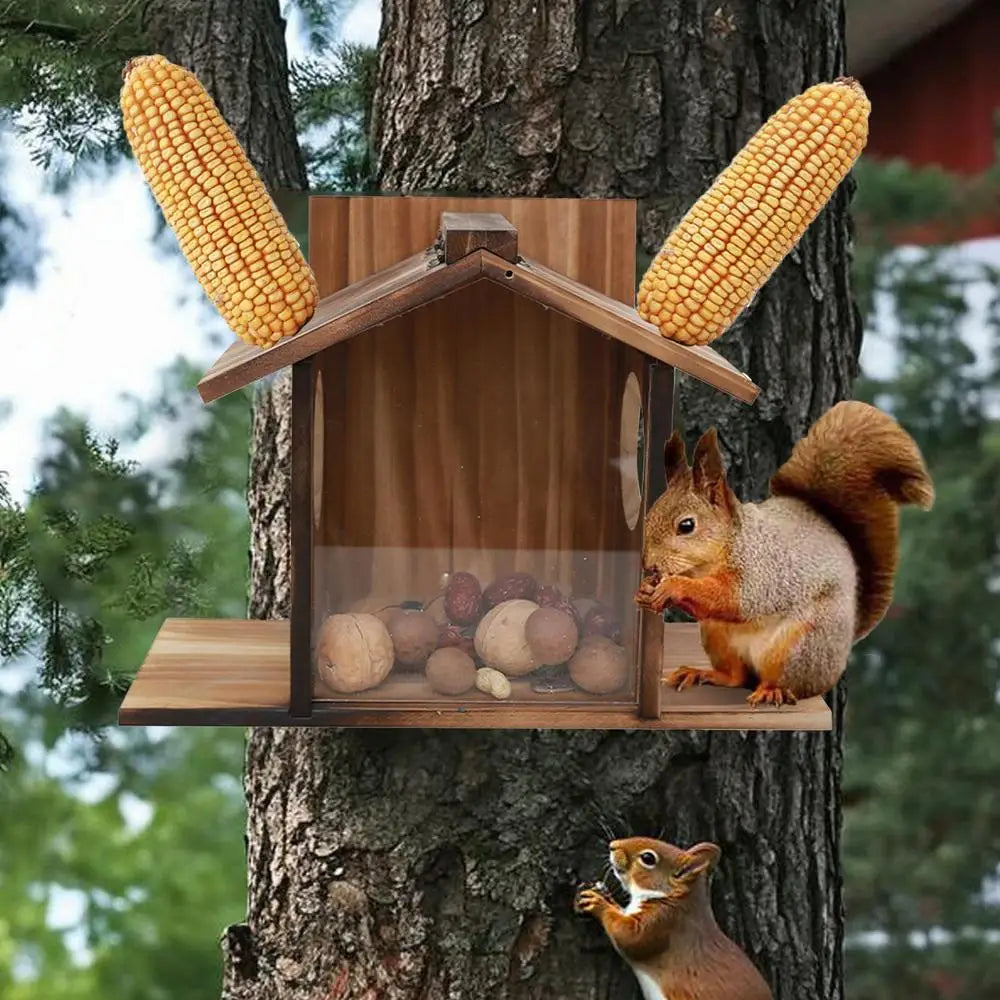 Eichhörnchen-Futterbox, Futterhaus für den Winter im Freien, Eichhörnchenfutterspender, große Futterbox, wasserdichte Tischfutterstation für Eichhörnchen und Vögel