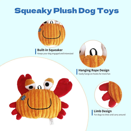 Giocattoli di peluche per cani di piccola taglia Peluche cigolante per cuccioli Cane di piccola taglia Serie Ocean Giocattoli di peluche per cani di taglia piccola e media