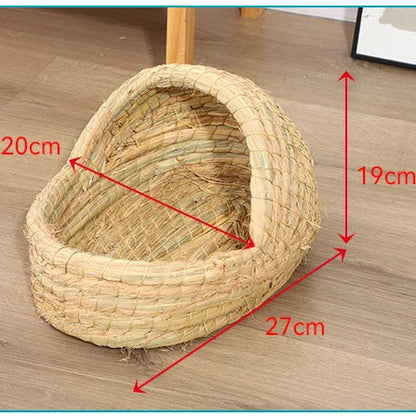 Nido per uccelli intrecciato in erba Nido per erba di coniglio Tappetino per erba Accessori per criceti Pantofole Nido di coniglio Coniglio Forniture per animali domestici calde invernali