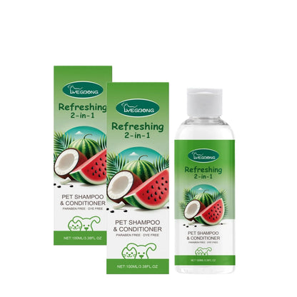 YEGBONG 2-in-1 Erfrischendes Shampoo und Spülung für Haustiere, Juckreiz stillend, feuchtigkeitsspendend, schmutzentfernend, Geruchsbalsam, Duschgel für Hunde