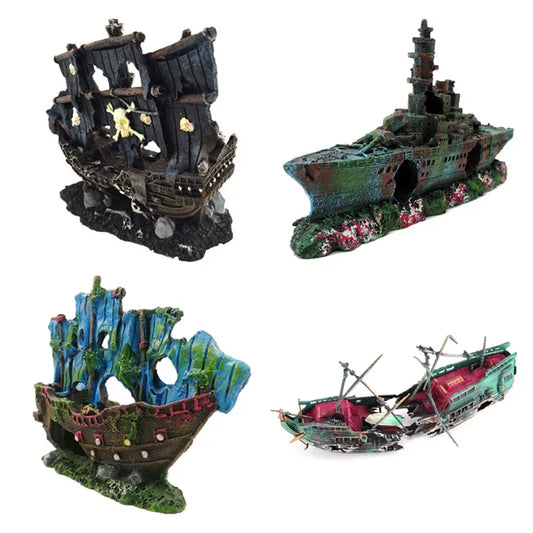1PC Acquario Decor Acquario Decorazione Paesaggio Nave Pirata Naucchetta Nave Decorazione Nave Vintage Barca in Resina Ornamento