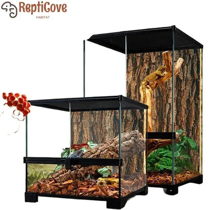 Professionelles Glas-Terrarium für Reptilien, geeignet für Chamäleons, Echsen und Schlangen, ideal für Hornfrösche und Wasserschildkröten, mit transparenter Belüftung.