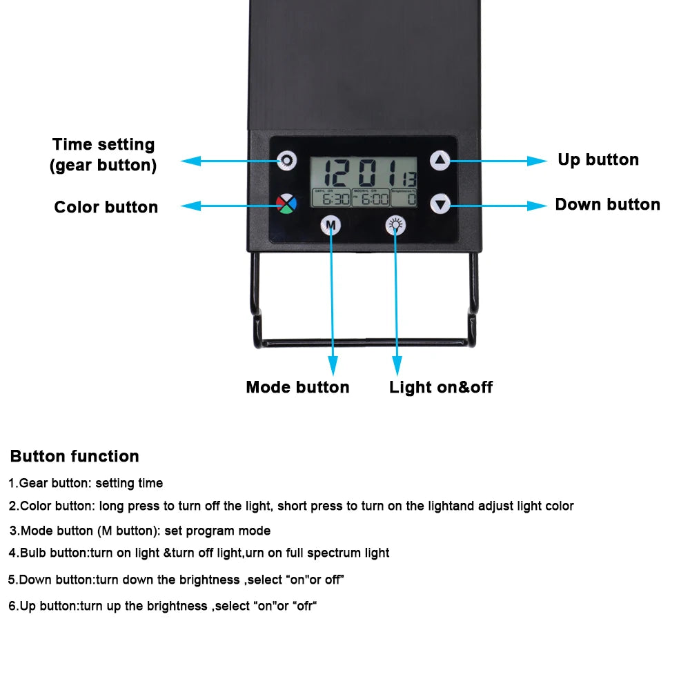 30-60 Zentimeter Aquarium 24/7 Vollspektrum LED-Beleuchtung Aquarium-Dekorationslampe für Wasserpflanzenwachstum IP68 Wasserdicht 100 V-240 V