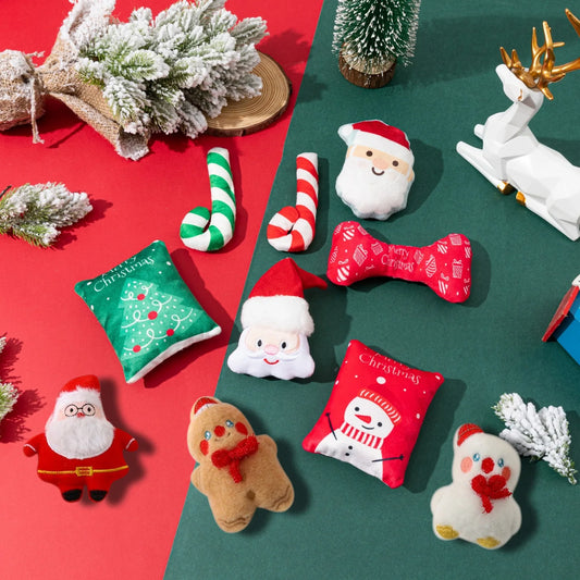 Giocattolo natalizio per cani Albero di Natale, papillon, caramelle Giocattolo natalizio per animali domestici Accessori per cuccioli Giocattoli interattivi per cani di piccola taglia