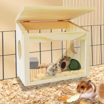 Sichtbare Grabekiste für Hamster mit Sandbadewanne und Acrylplattenzubehör für Zwerghamster, syrische Hamster, Mäuse, Rennmäuse, Lemminge