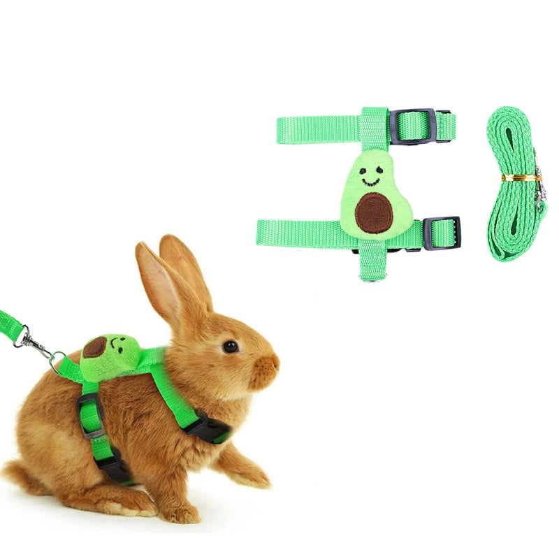 Wakling Outdoor Kleine Tiere Kaninchengeschirr und Leine Cartoon-Stil für Kaninchen Meerschweinchen Kaninchen Zubehör Haustier