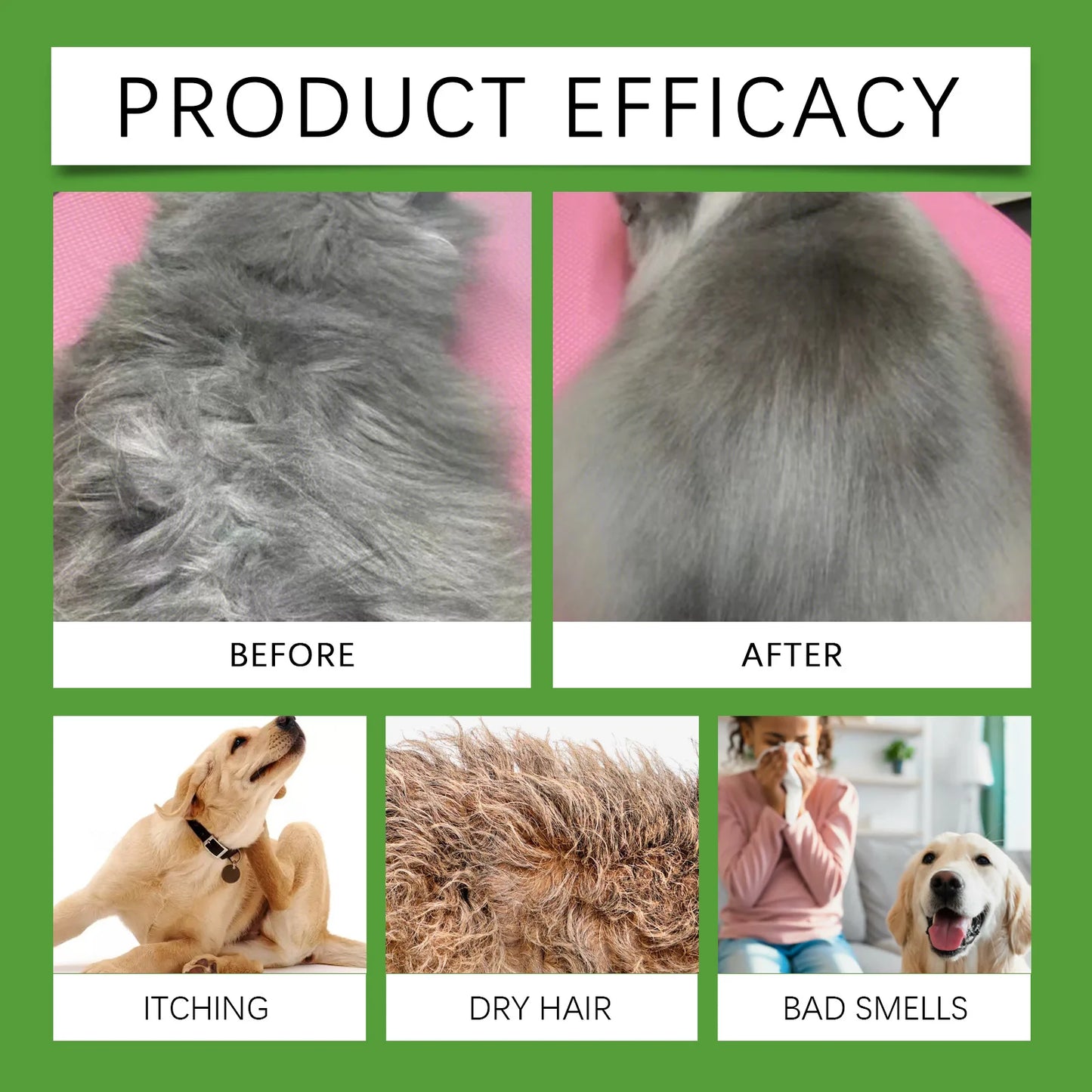 YEGBONG 2-in-1 Erfrischendes Shampoo und Spülung für Haustiere, Juckreiz stillend, feuchtigkeitsspendend, schmutzentfernend, Geruchsbalsam, Duschgel für Hunde