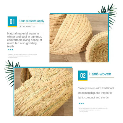 Nido per uccelli intrecciato in erba Nido per erba di coniglio Tappetino per erba Accessori per criceti Pantofole Nido di coniglio Coniglio Forniture per animali domestici calde invernali