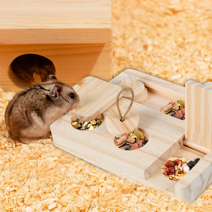 Futterautomat aus Holz für Kleintiere