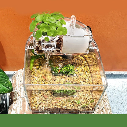 Mini-Tisch-Aquarienset mit Filterdeckel, Wasserpumpe 2,5 W, Tauchpumpe, umweltfreundliches transparentes Aquarium, Heimdekoration