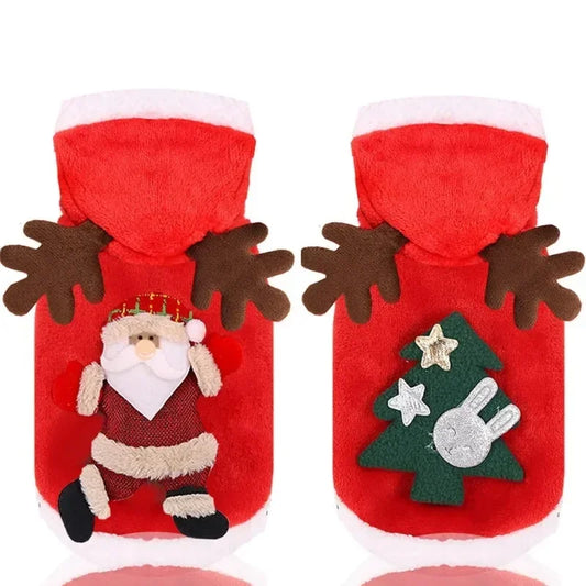Vestiti natalizi per cani Vestiti caldi invernali per animali domestici per cani di piccola taglia media Alce Babbo Natale Cane Gatti Cappotto Felpe con cappuccio Costume natalizio per cani
