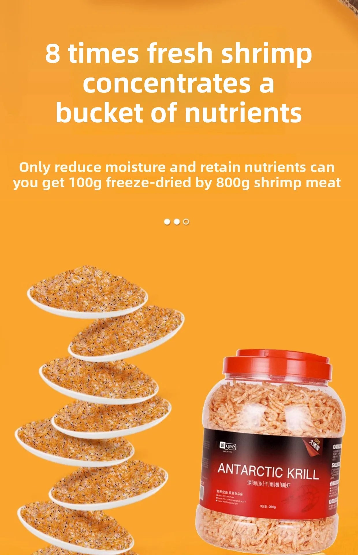 Cibo Premium per pesci, tartarughe, pappagalli - Krill antartico liofilizzato