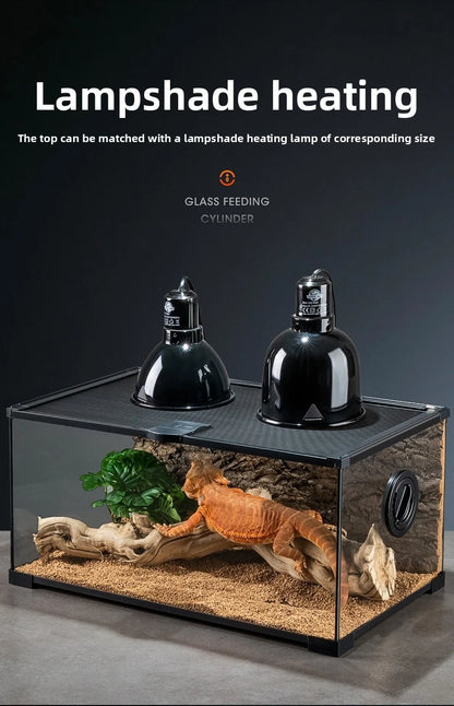 Professionelles Glas-Terrarium für Reptilien, geeignet für Chamäleons, Echsen und Schlangen, ideal für Hornfrösche und Wasserschildkröten, mit transparenter Belüftung.