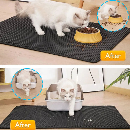 Tappetino per lettiera per gatti per animali domestici Tappetino per lettiera per gatti impermeabile a doppio strato Tappetino per lettiera per animali domestici Prodotti per cuscinetti puliti per accessori per gatti