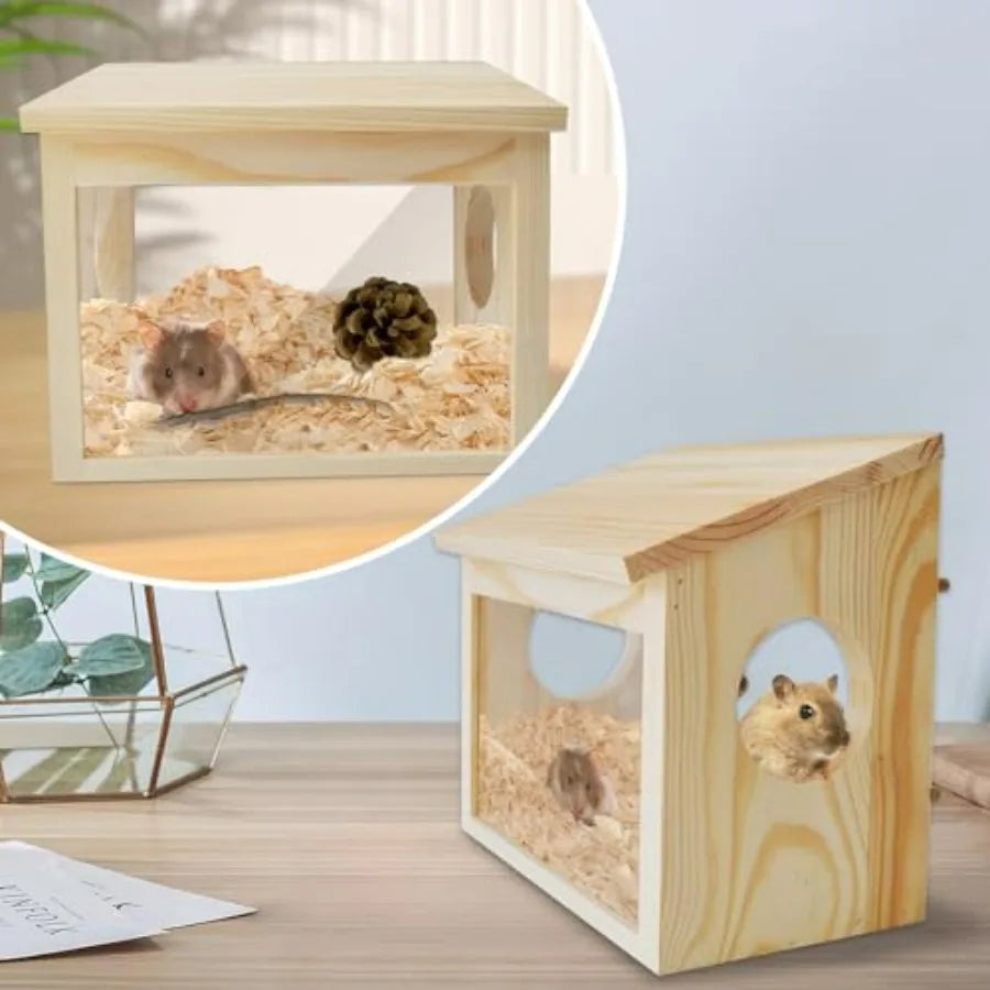 Sichtbare Grabekiste für Hamster mit Sandbadewanne und Acrylplattenzubehör für Zwerghamster, syrische Hamster, Mäuse, Rennmäuse, Lemminge