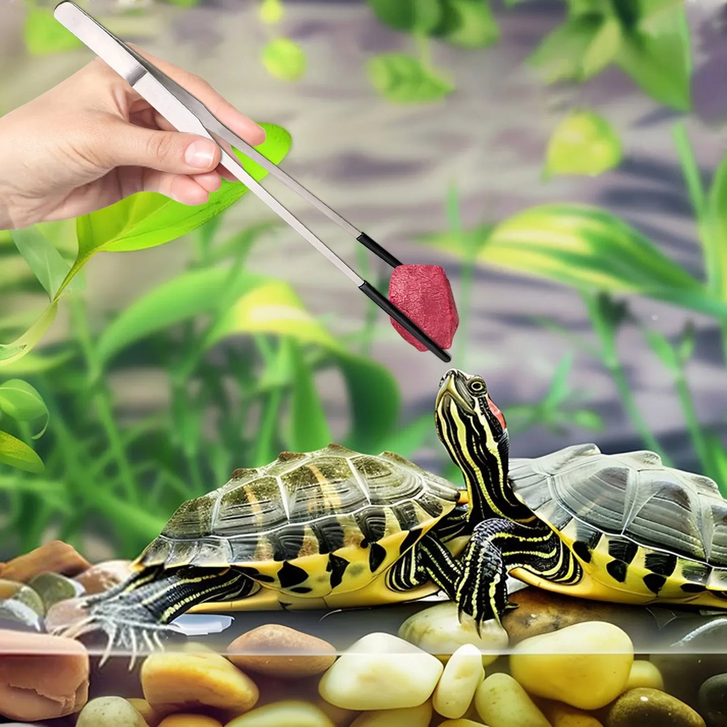 2 Stück gebogene Spitzpinzette für Bastelarbeiten, gerade und gebogene Edelstahlpinzette, Futterpinzette für Reptilien, Eidechsen, Spinnen