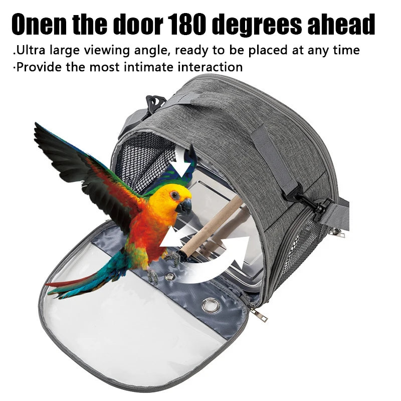Gabbia per uccelli da viaggio portatile per trasporto di uccelli con vassoio Borsa per uccelli multifunzionale per pappagalli per piccoli animali domestici Trasportino per gatti da esterno