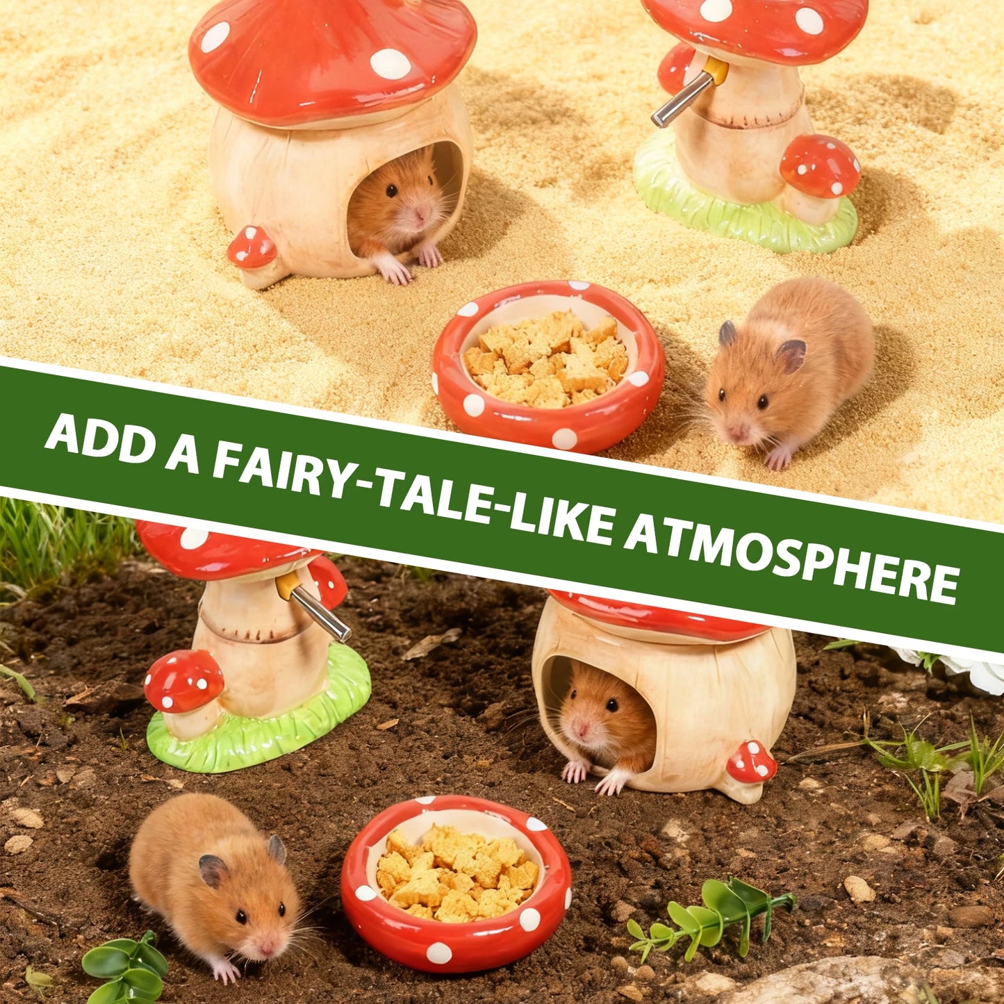 Hamsterspielset in Pilzform.