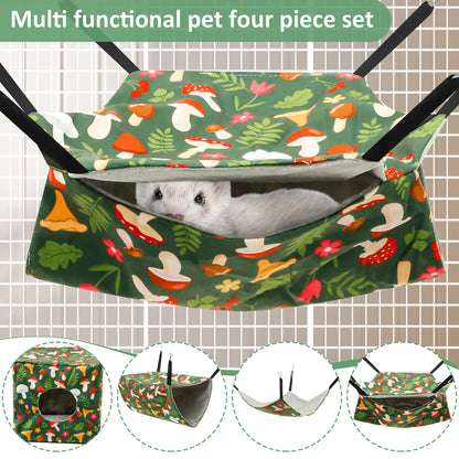 4 Stück Hamster-Hängematten-Set waschbar Meerschweinchen-Versteck weiches Bett Frettchen hängendes Nest für Eichhörnchen Gleiter Chinchilla