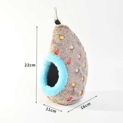 Casetta per uccelli Nido per uccelli di piccole dimensioni Pappagallo Caldo nido per uccelli in peluche Nido foderato in pile per uccelli Nido per pappagalli Gabbia sospesa Nido per uccelli all'uovo