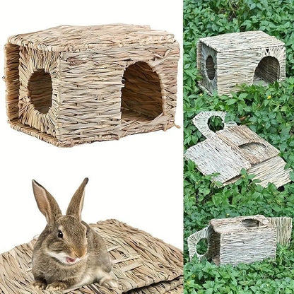 Grasnest für Kaninchenkäfige, gewebt, faltbar, Hamster, Meerschweinchen, Gras zum Kauen, Spielzeugmatte, Haus, Haustiernester, Zubehör