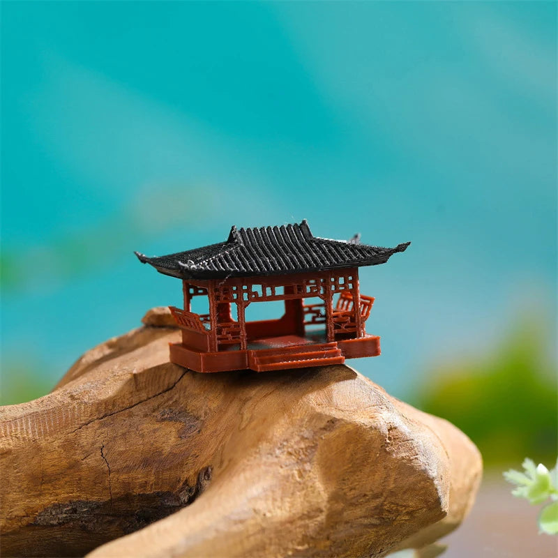 Miniatur-Pavillon-Figur, Bonsai-Ornament, Garten-Dekorationen, Mikro-Landschaft, Pavillon-Statue, Zen-Modell, Garten-Zubehör, Hof-Steingarten
