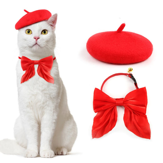 Set 2 pezzi cappello e fiocco
