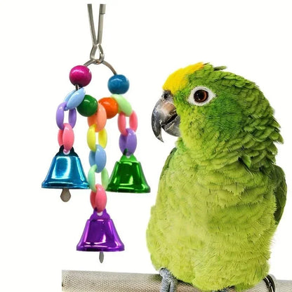 Parrot Bells Spielzeug Vogelkäfig Spielzeug mit Glockenklang Bunte Holzperlen für Unzertrennliche Graupapageien Kakadus Wellensittich-Zubehör