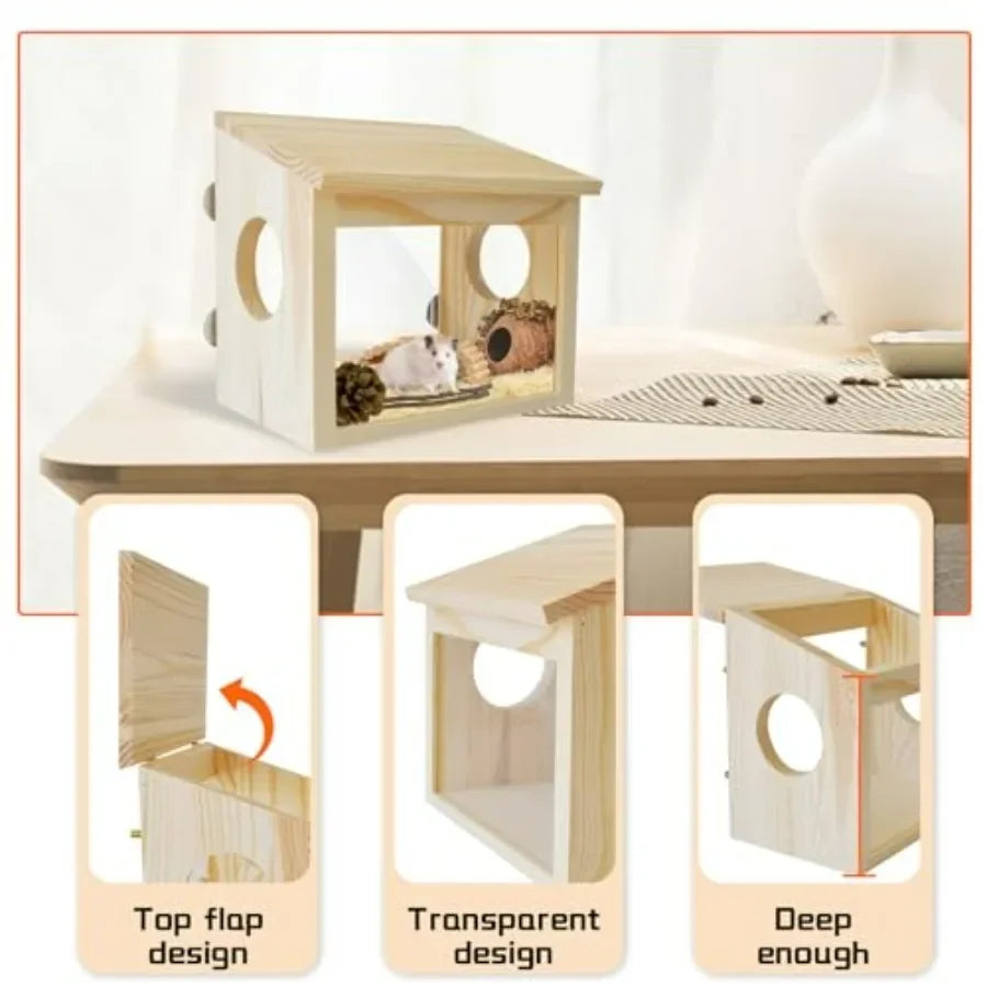 Sichtbare Grabekiste für Hamster mit Sandbadewanne und Acrylplattenzubehör für Zwerghamster, syrische Hamster, Mäuse, Rennmäuse, Lemminge