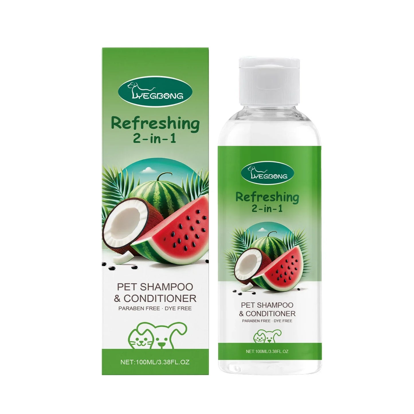 YEGBONG 2-in-1 Erfrischendes Shampoo und Spülung für Haustiere, Juckreiz stillend, feuchtigkeitsspendend, schmutzentfernend, Geruchsbalsam, Duschgel für Hunde
