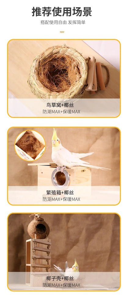 100/200g Fibra di Cocco Nesting Materiale Nido/Fibra Aviario Uccelli Canari Finches Nido Riempito Erba Gabbia per Uccelli Accessori