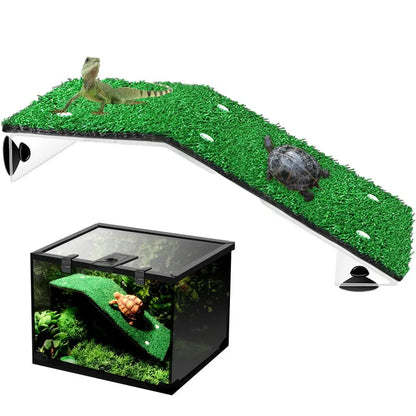 Schildkrötenplattform Simulation Rasenrampe Schildkrötenruheterrasse Reptilienrasen Kletterleiter Aquatische Schildkröte Tank Zubehör