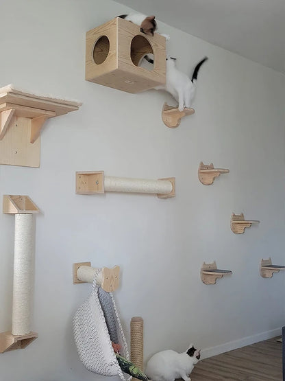 Mensola da arrampicata per gatti montata a parete gradini mobili da parete scala con corda in sisal tiragraffi albero per gatti gattini che dormono