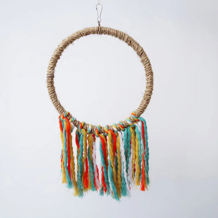Animale domestico Uccello Pappagallo Giocattolo Corda di cotone Gabbia appesa Altalena Corda Anello Stand Arrampicata Giocattolo Calopsitte Masticazione Giocattolo di addestramento Forniture per uccelli