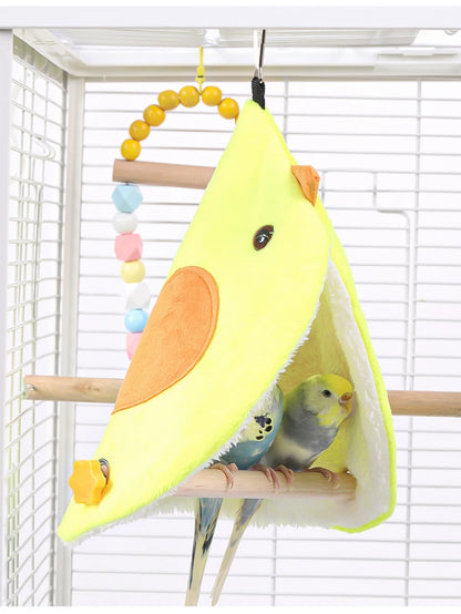 Weicher Plüsch-Vogelpapageiennest Vogelpapagei-Hängematte Sittich Hängebetthaus Höhlenkäfig Hütte Zelt Spielzeug Vogelkäfig Zubehör