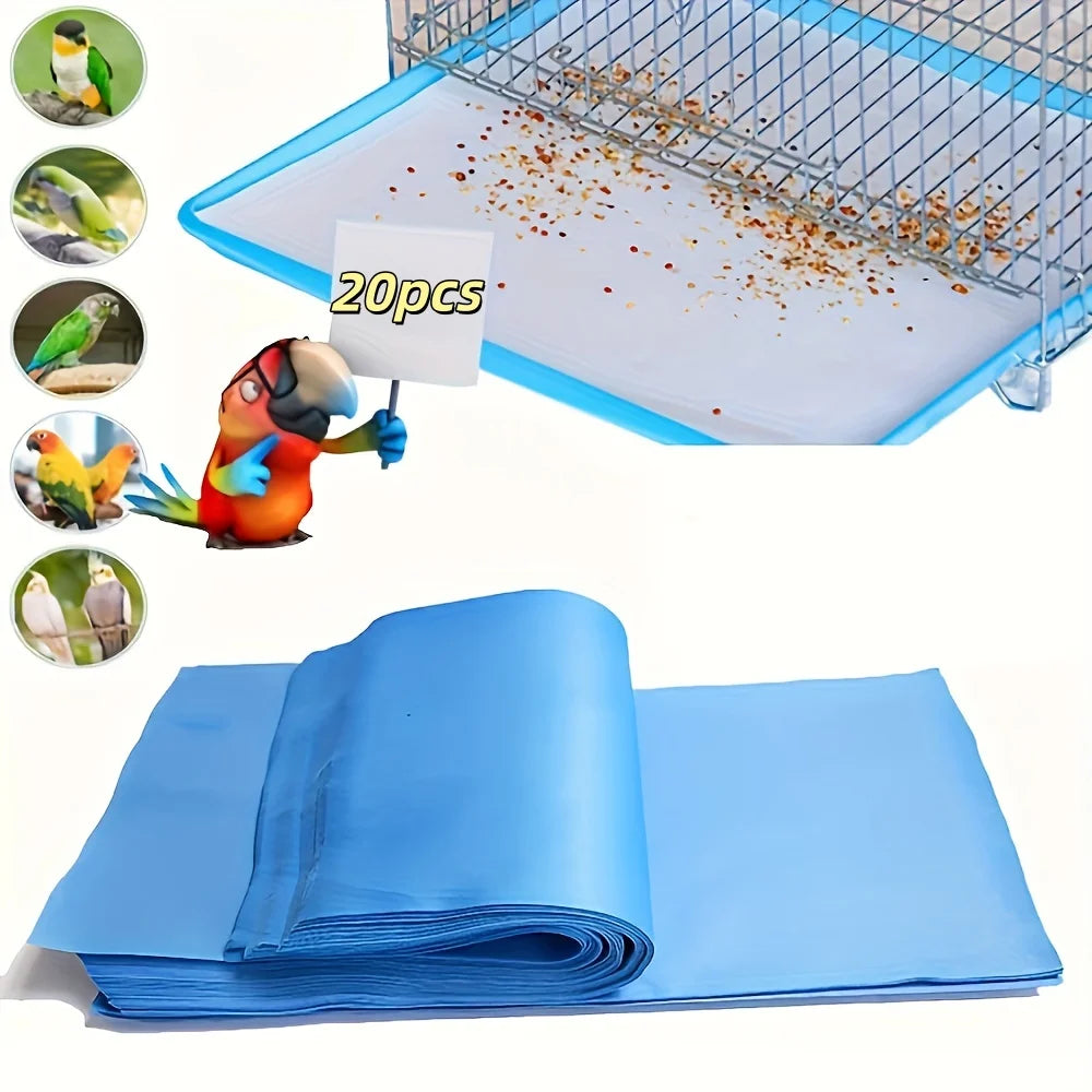 1 Pack mit 20 dicken Einweg-Käfigeinlagen für Vögel: leicht zu reinigende Papageienkotauffangbehälter, strapazierfähiges Spandex-Material, essentielles Vogelzubehör