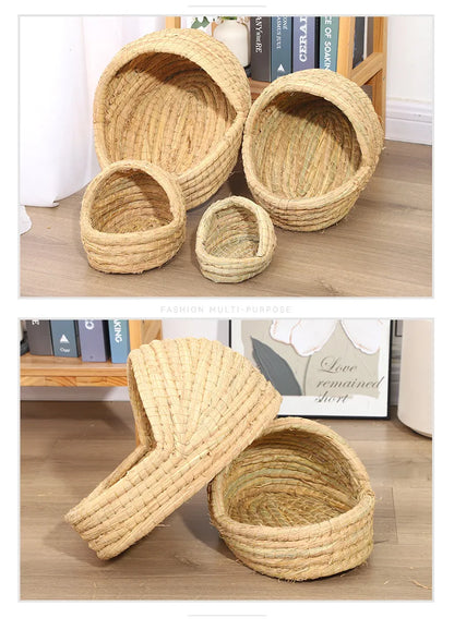 Nido per uccelli intrecciato in erba Nido per erba di coniglio Tappetino per erba Accessori per criceti Pantofole Nido di coniglio Coniglio Forniture per animali domestici calde invernali