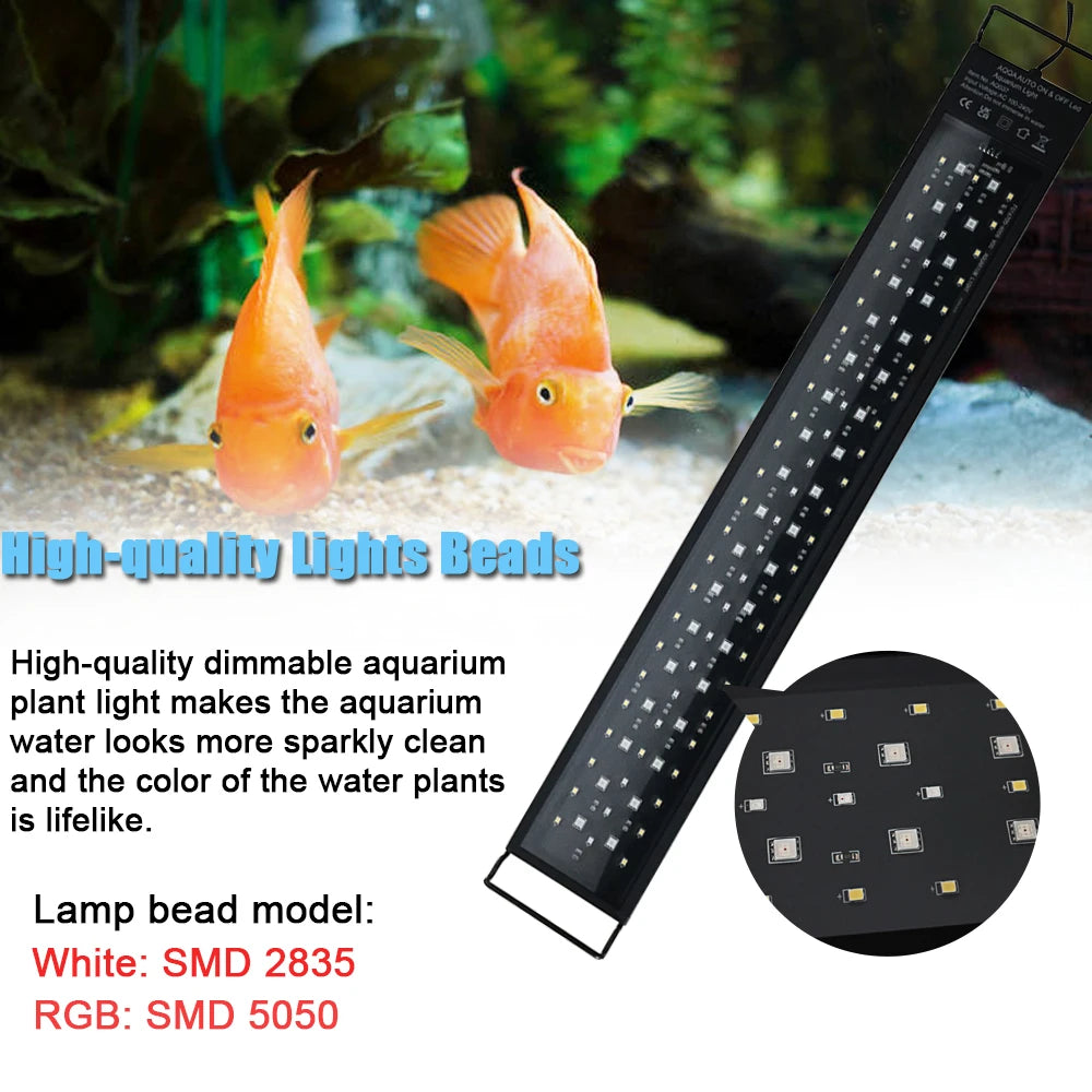 30-60 Zentimeter Aquarium 24/7 Vollspektrum LED-Beleuchtung Aquarium-Dekorationslampe für Wasserpflanzenwachstum IP68 Wasserdicht 100 V-240 V