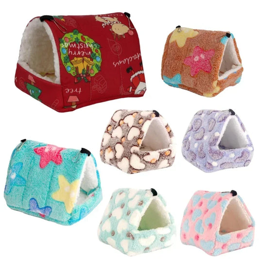 Casa per criceti natalizi Letti morbidi e caldi invernali Nido per piccoli animali per nido di scoiattolo Casa di porcellini d'India Letto di riccio per roditori