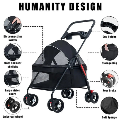 Passeggino per animali domestici Cani Gatti Orsacchiotto Passeggino Piccolo passeggino per animali domestici Leggero e pieghevole Adatto per cani da viaggio all'aperto