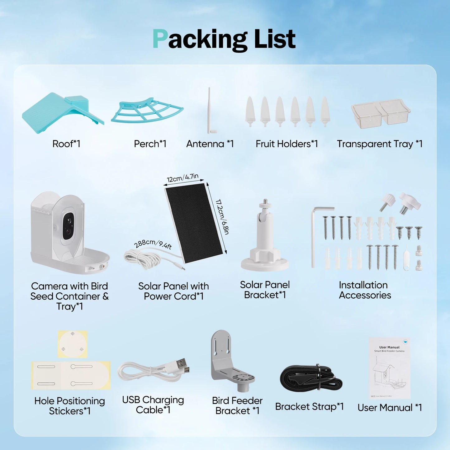 Mangiatoia per uccelli con fotocamera AI Identifica le specie degli uccelli Registrazione automatica delle video ad energia solare nel cortile Notifiche istantanee Amanti degli uccelli