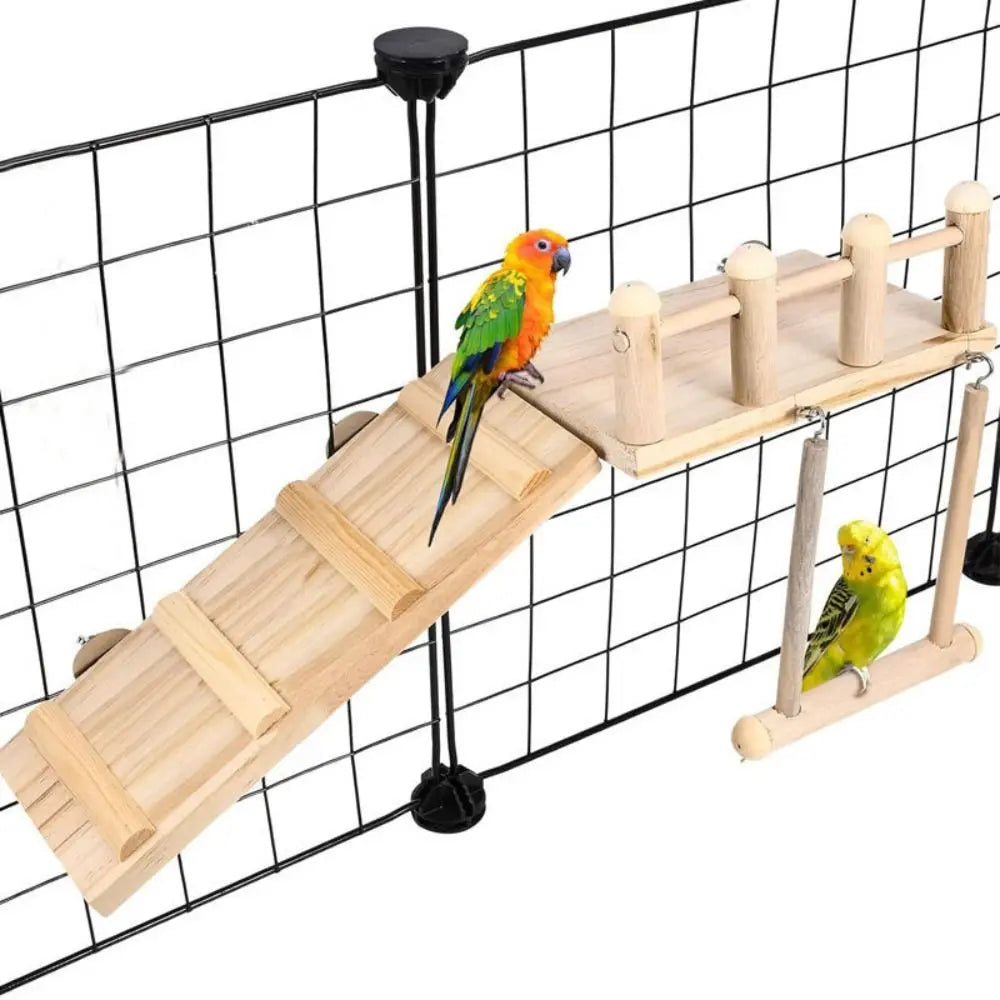 Vogelstangen Plattform Schaukel Kletterleiter Papageienkäfig Zubehör Holz Spielplatz Turnhalle Übungsständer Papageienkäfig Spielzeug Set
