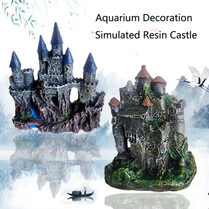 Künstliches Harz-Aquarium, alte Burgdekoration, Aquarium-Dekoration, Felsenhöhlengebäude, Wasserlandschaftsornament-Dekoration