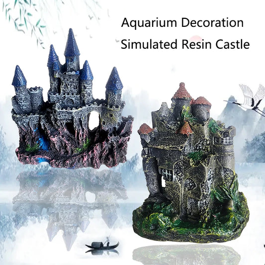 Acquario artificiale in resina Decorazione castello antico Acquario Decorazione per edifici grotte di roccia Decorazione per ornamento paesaggistico acquatico