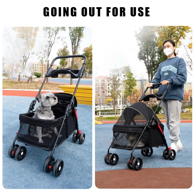Passeggino per animali domestici Cani Gatti Orsacchiotto Passeggino Piccolo passeggino per animali domestici Leggero e pieghevole Adatto per cani da viaggio all'aperto